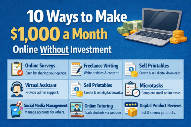 10 Ways to Make $1,000 a Month Online Without Investment